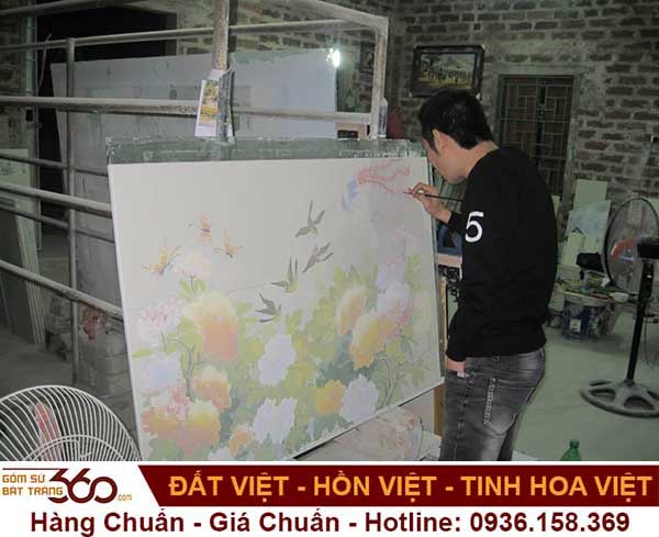 Tranh Ốp Tường Gốm Sứ Vẽ Cảnh Đồng Quê Việt Nam