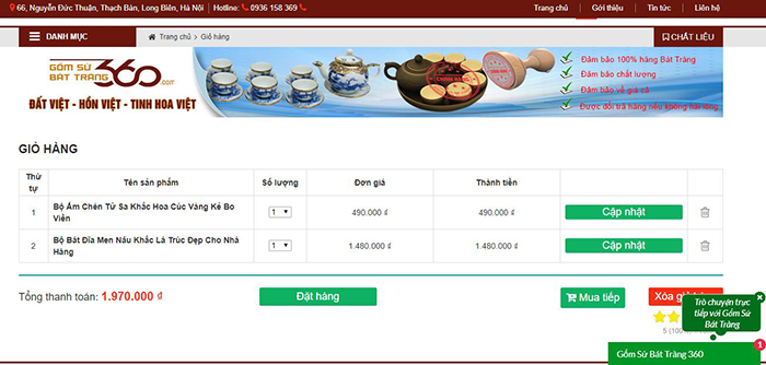 hướng dẫn các bước để mua hàng gốm sứ Bát Tràng online