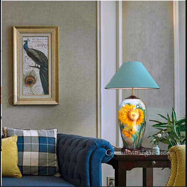 Đèn Ngủ Để Bàn Vẽ Hoa Hướng Dương 3D trang trí phòng khách